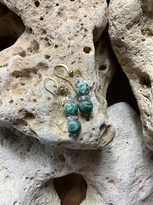 Tree Agate And Brass Healing Earrings