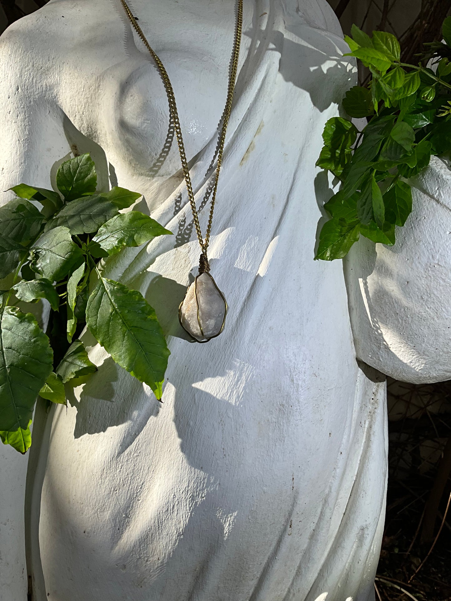 Ocean Quartz And Solid Brass Necklace