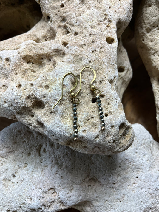 Pyrite And Brass Healing Earrings
