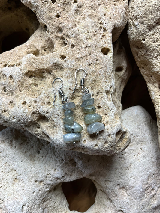 Labradorite And Stainless Steel Earings