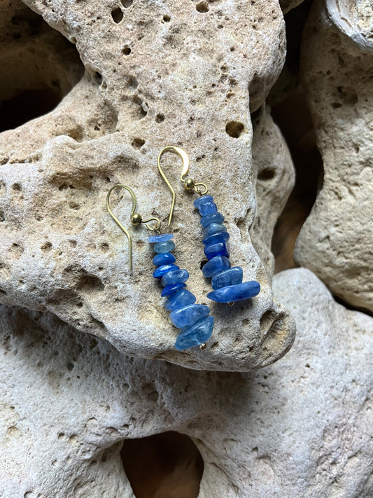 Kyanite And Brass Healing Earrings