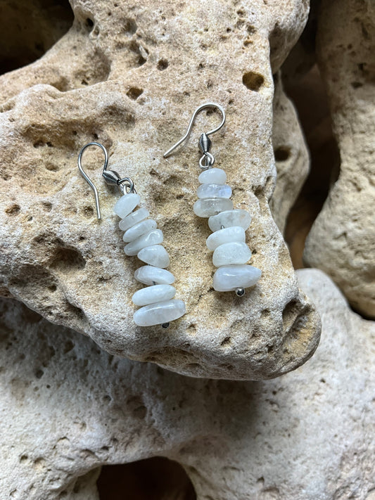Moonstone And Stainless Steel Healing Earings