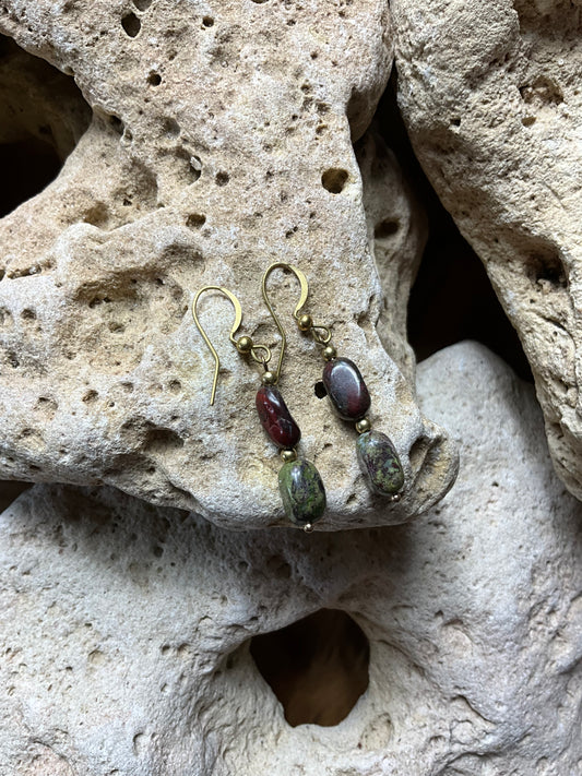 Dragons Blood And Brass Healing Earrings