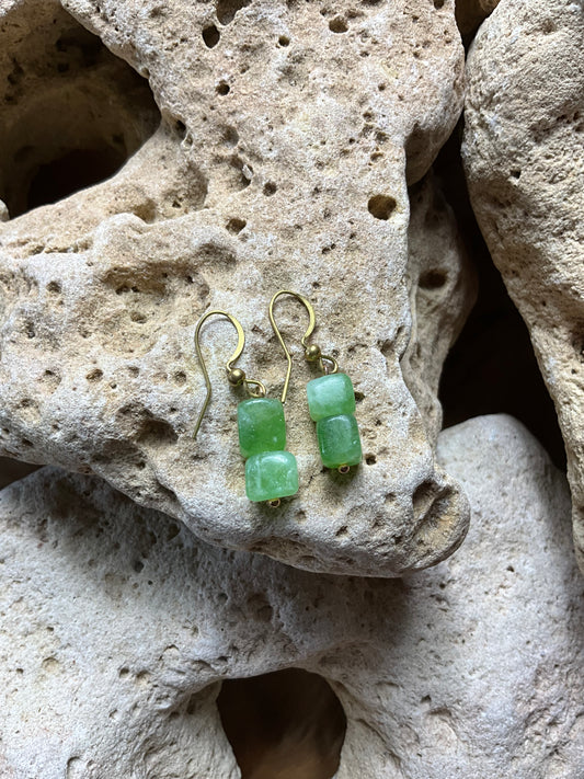 Hydrogrossular And Brass Healing Earrings