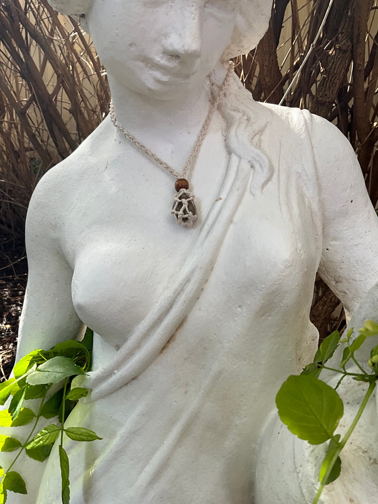 Unakite Adjustable Macrame Necklace