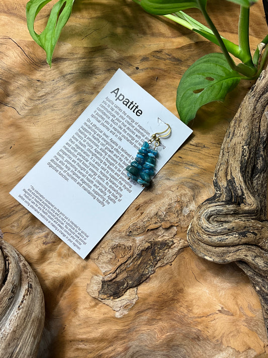 Apatite And Brass Healing Earrings