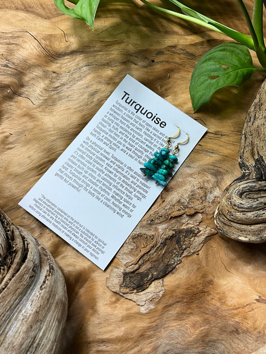 Turquoise And Brass Healing Earrings