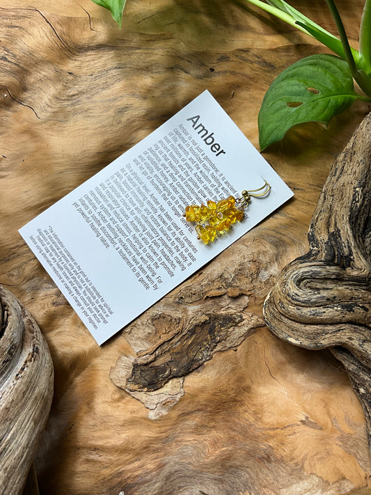 Amber And Brass Healing Earrings