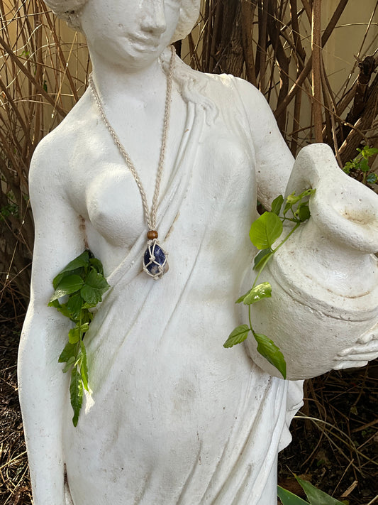Sodalite Adjustable Macrame Necklace