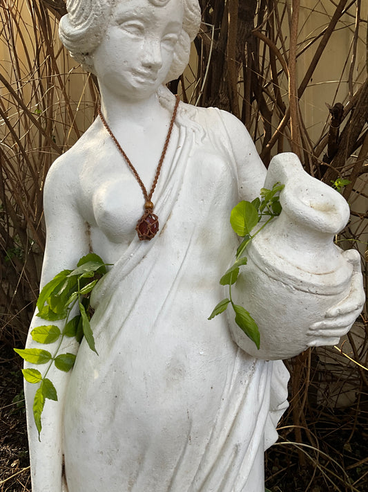 Red Jasper Adjustable Macrame Necklace