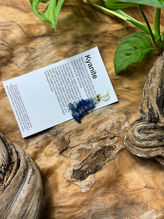 Kyanite And Brass Healing Earrings