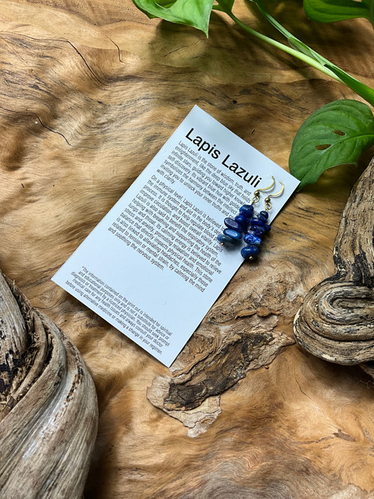 Lapis Lazuli And Brass Healing Earrings