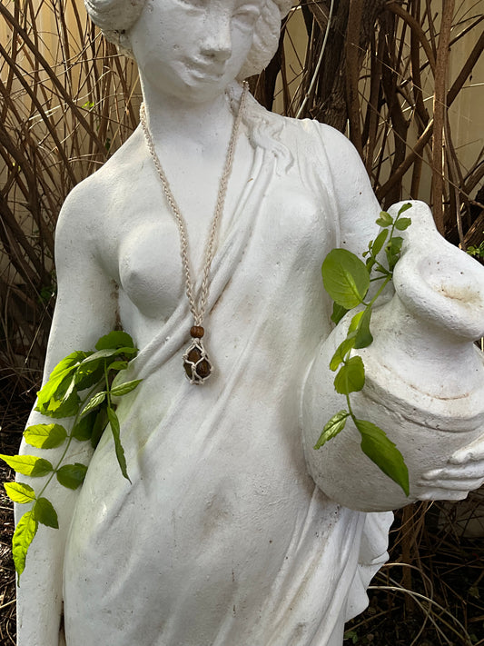 Tigers Eye Adjustable Macrame Necklace