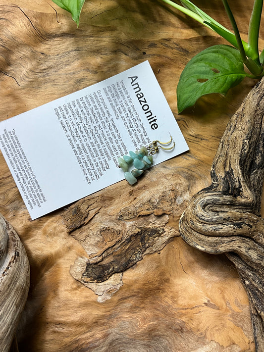 Amazonite And Brass Healing Earrings