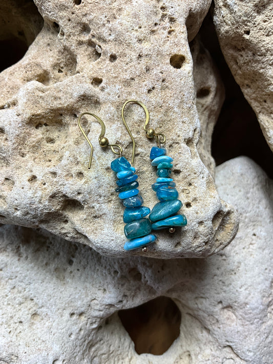Apatite And Brass Healing Earrings